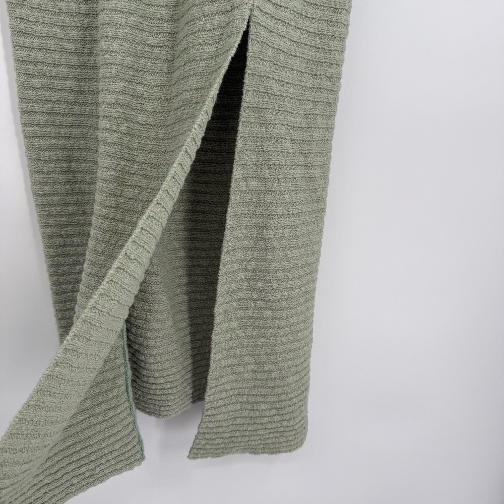 Free People Claudia Green Knit Belted Blanket Skirt Size XS Slit Rib-Knit Maxi - Picture 8 of 11